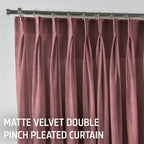 Matte Velvet Pinch Pleated Curtain Single Panel - Ruddy Pink