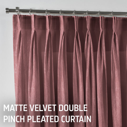 Matte Velvet Pinch Pleated Curtain Single Panel - Ruddy Pink