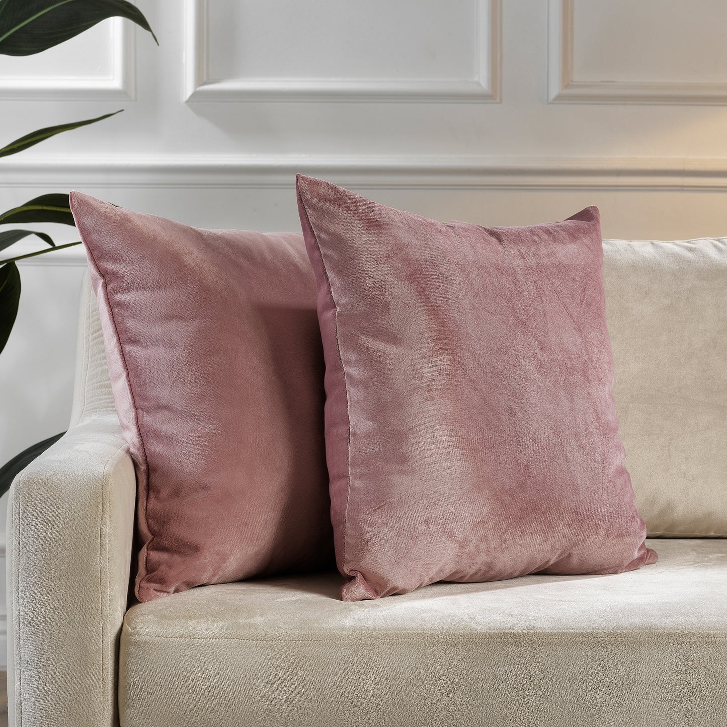 Matte Velvet Cushion Covers Set of 2 Hidden Zipper - Raspberry Glace