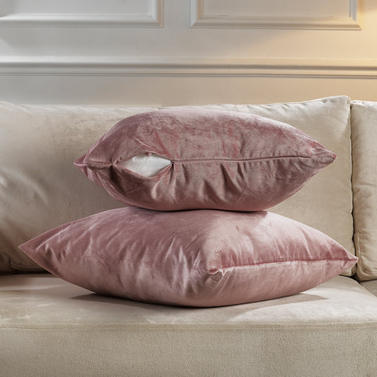 Matte Velvet Cushion Covers Set of 2 Hidden Zipper - Raspberry Glace
