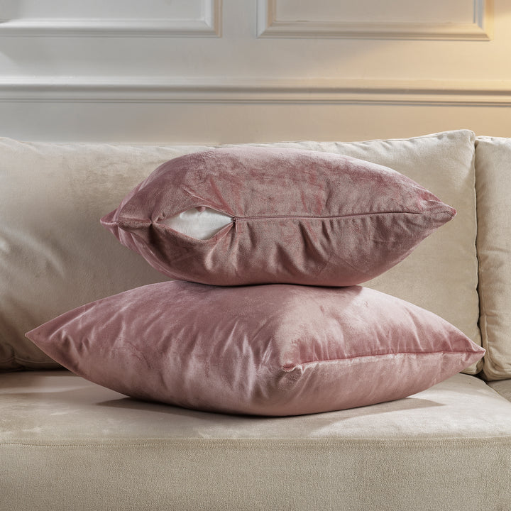 Matte Velvet Cushion Covers Set of 2 Hidden Zipper - Raspberry Glace