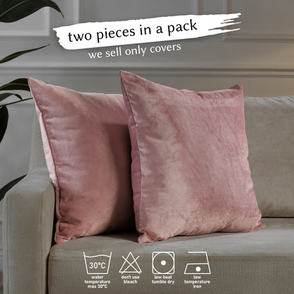 Matte Velvet Cushion Covers Set of 2 Hidden Zipper - Raspberry Glace
