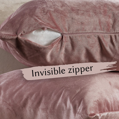 Matte Velvet Cushion Covers Set of 2 Hidden Zipper - Raspberry Glace