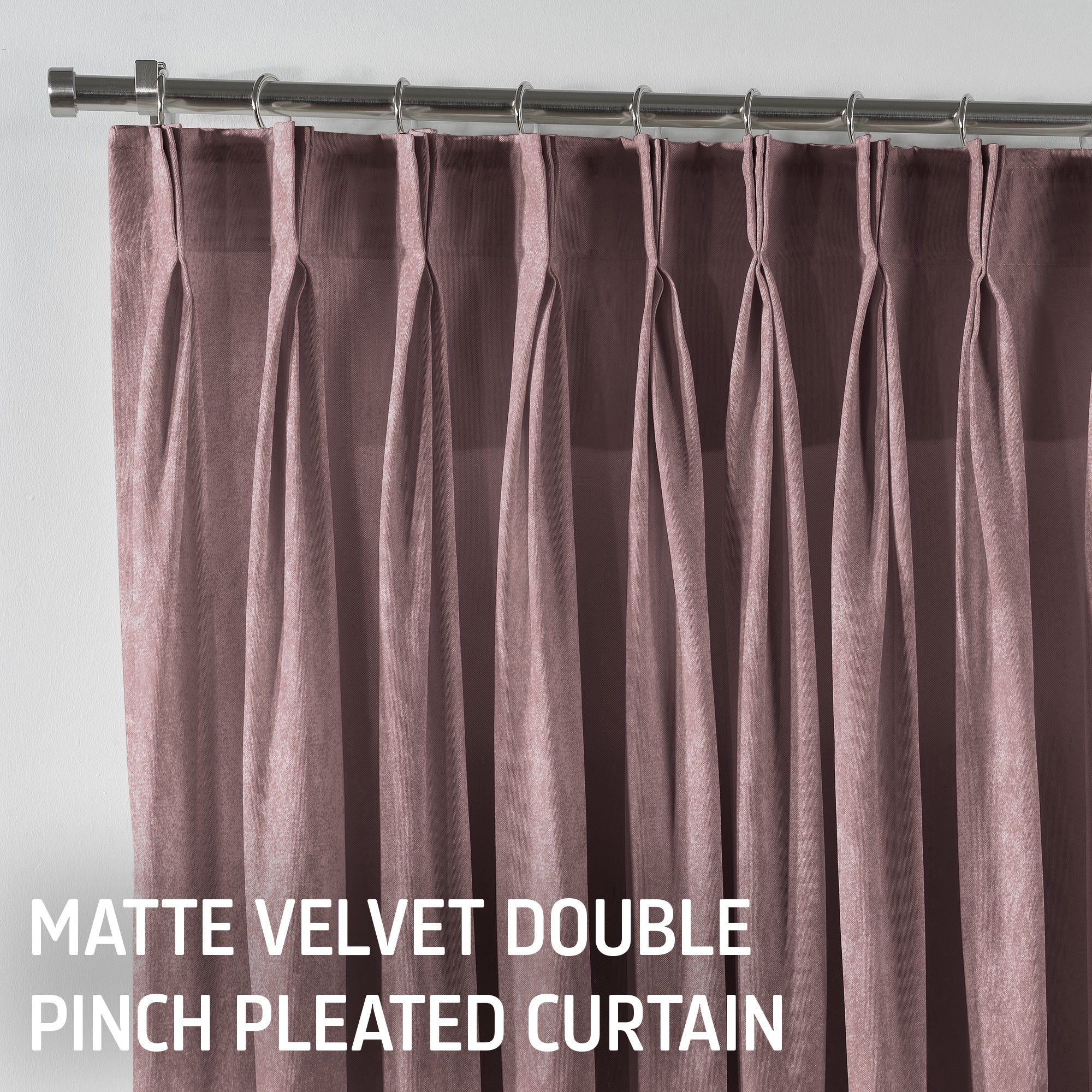 Matte Velvet Pinch Pleated Curtain Single Panel - Raspberry Glace