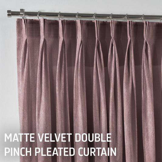 Matte Velvet Pinch Pleated Curtain Single Panel - Raspberry Glace