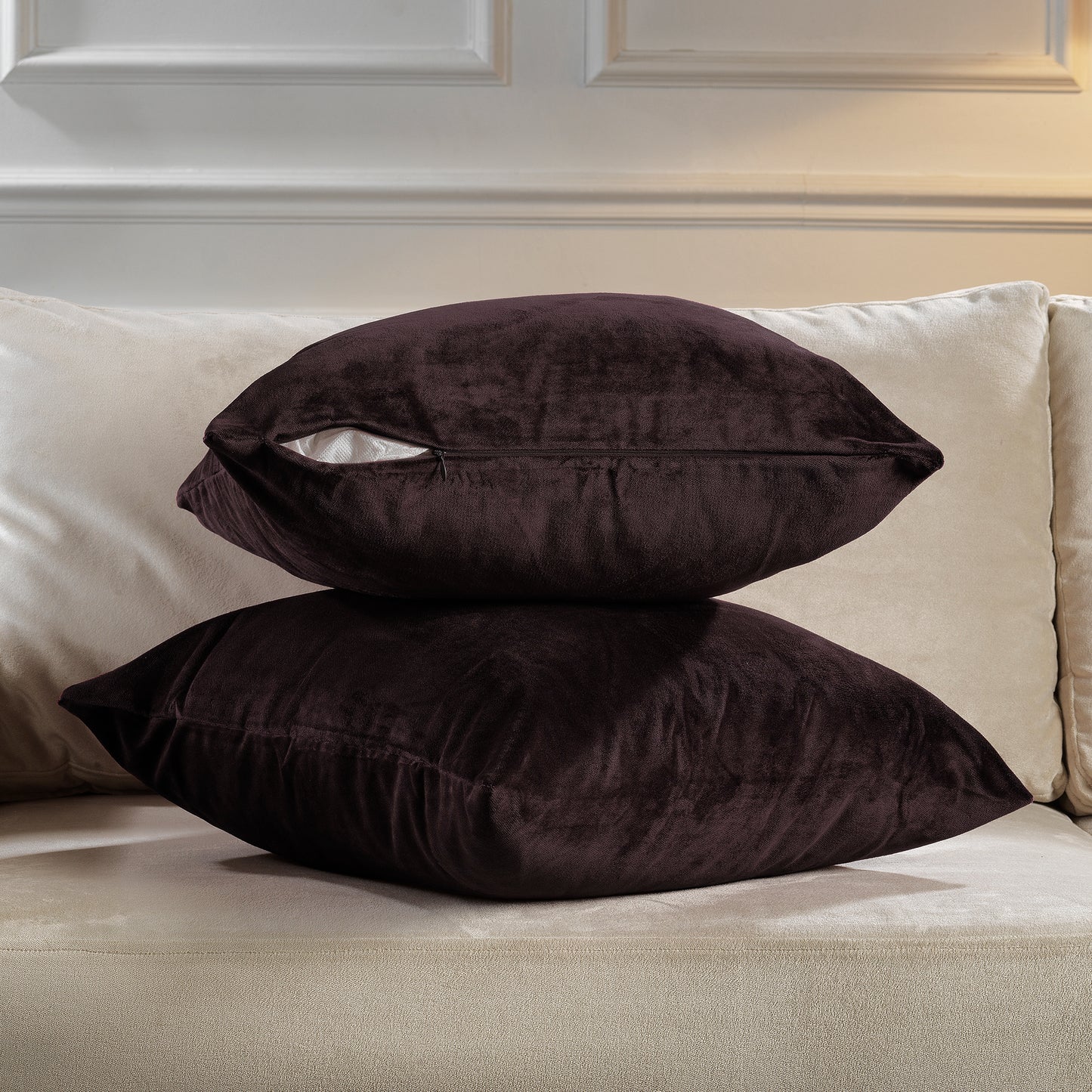Matte Velvet Cushion Covers Set of 2 Hidden Zipper - Catawba