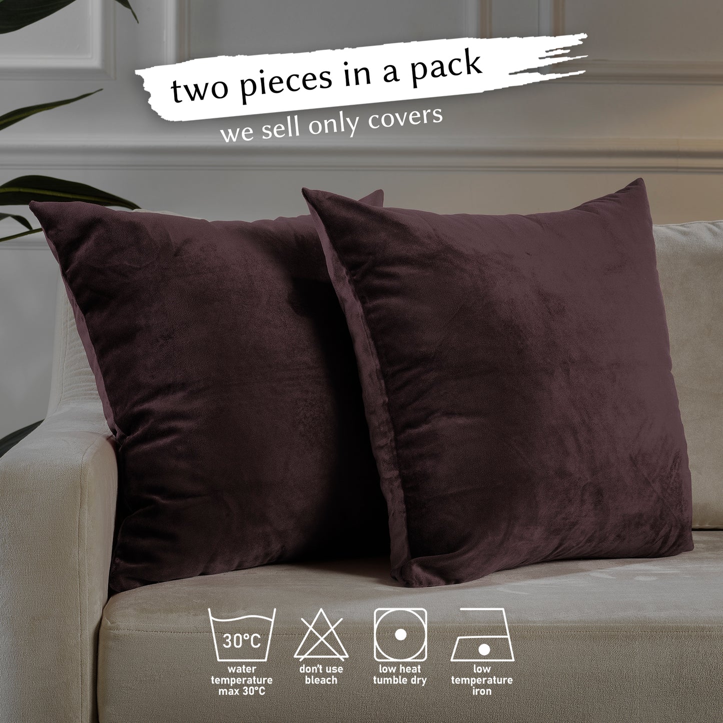 Matte Velvet Cushion Covers Set of 2 Hidden Zipper - Catawba