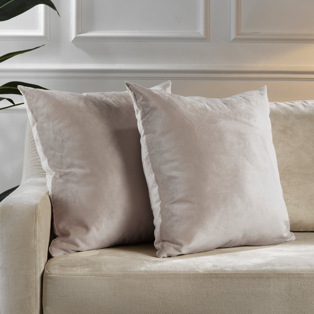 Matte Velvet Cushion Covers Set of 2 Hidden Zipper - Tan