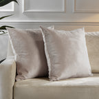 Matte Velvet Cushion Covers Set of 2 Hidden Zipper - Tan