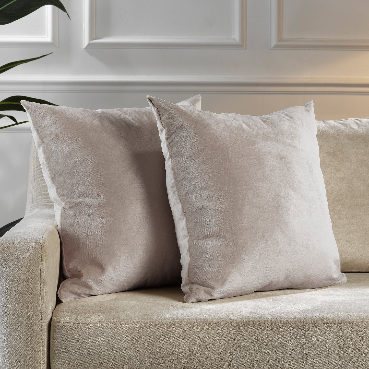 Matte Velvet Cushion Covers Set of 2 Hidden Zipper - Tan