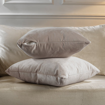 Matte Velvet Cushion Covers Set of 2 Hidden Zipper - Tan