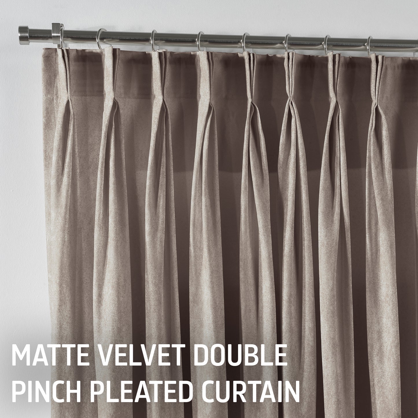 Matte Velvet Pinch Pleated Curtain Single Panel - Tan