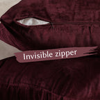 Matte Velvet Cushion Covers Set of 2 Hidden Zipper - Burgundy