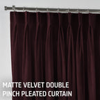 Matte Velvet Pinch Pleated Curtain Single Panel - Burgundy