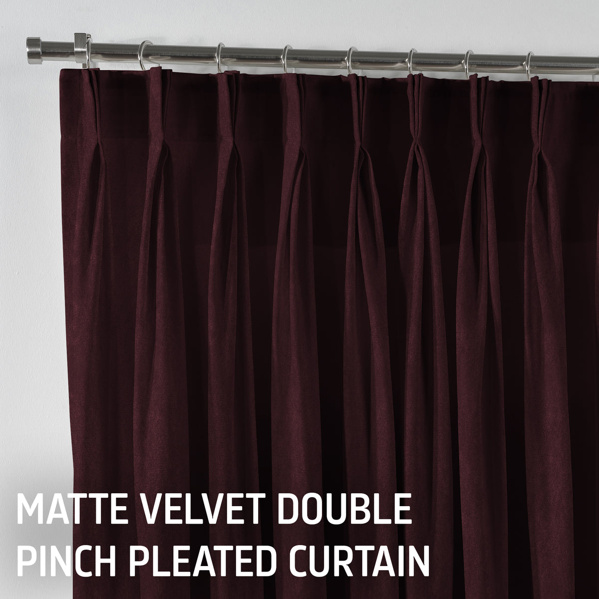 Matte Velvet Pinch Pleated Curtain Single Panel - Burgundy