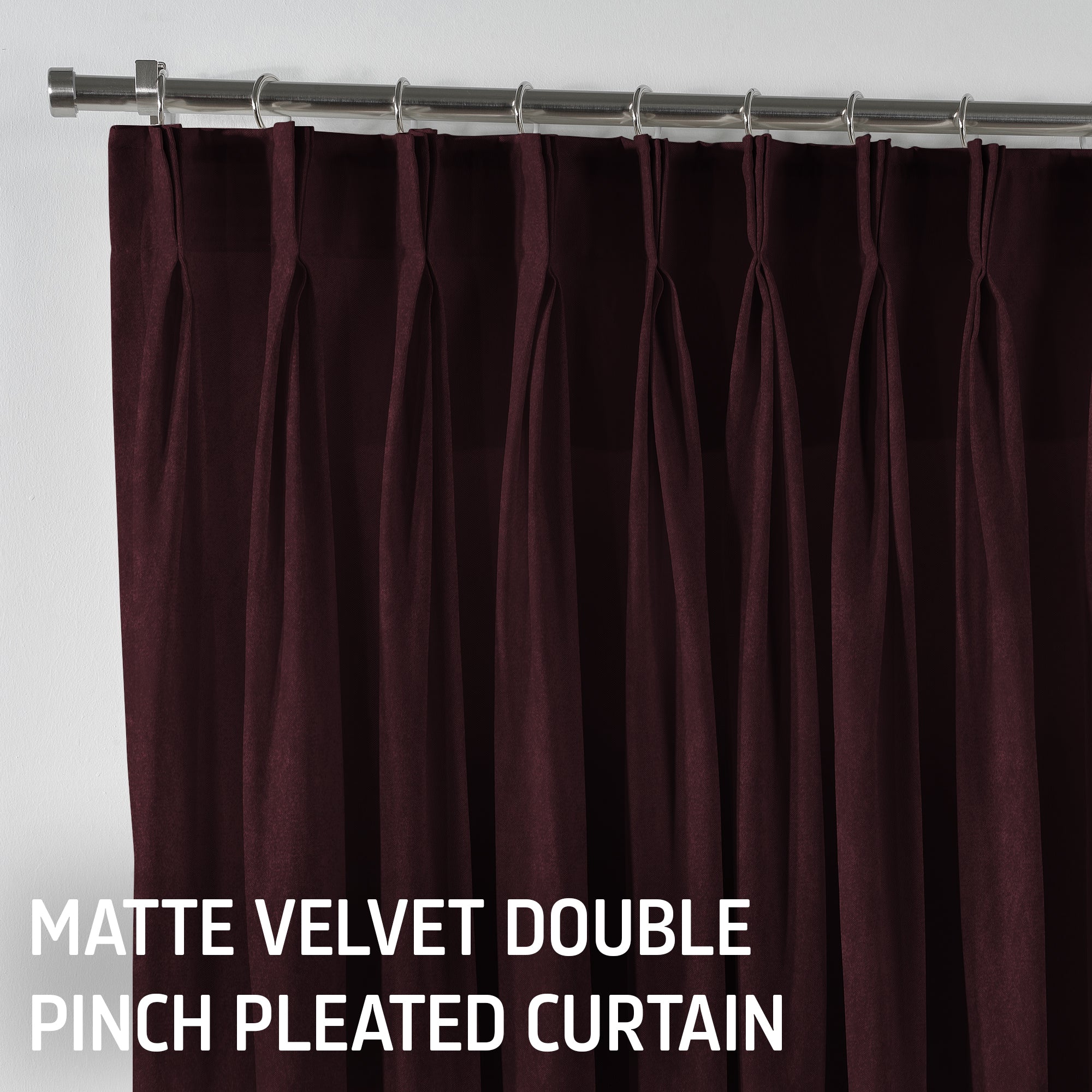 Matte Velvet Pinch Pleated Curtain Single Panel - Burgundy
