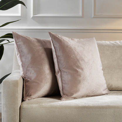Matte Velvet Cushion Covers Set of 2 Hidden Zipper - Rose Taupe