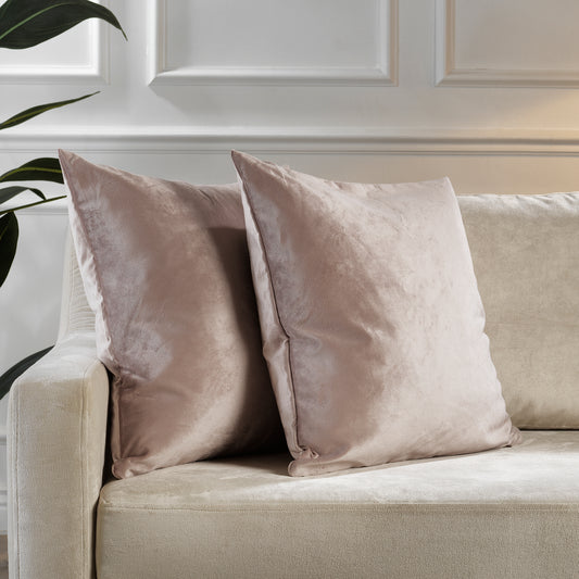 Matte Velvet Cushion Covers Set of 2 Hidden Zipper - Rose Taupe