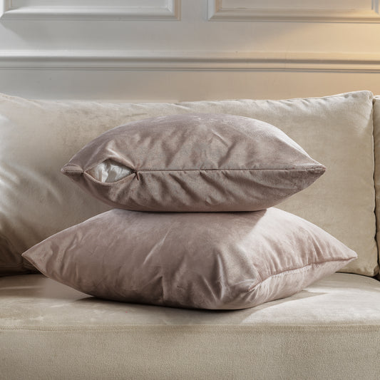 Matte Velvet Cushion Covers Set of 2 Hidden Zipper - Rose Taupe