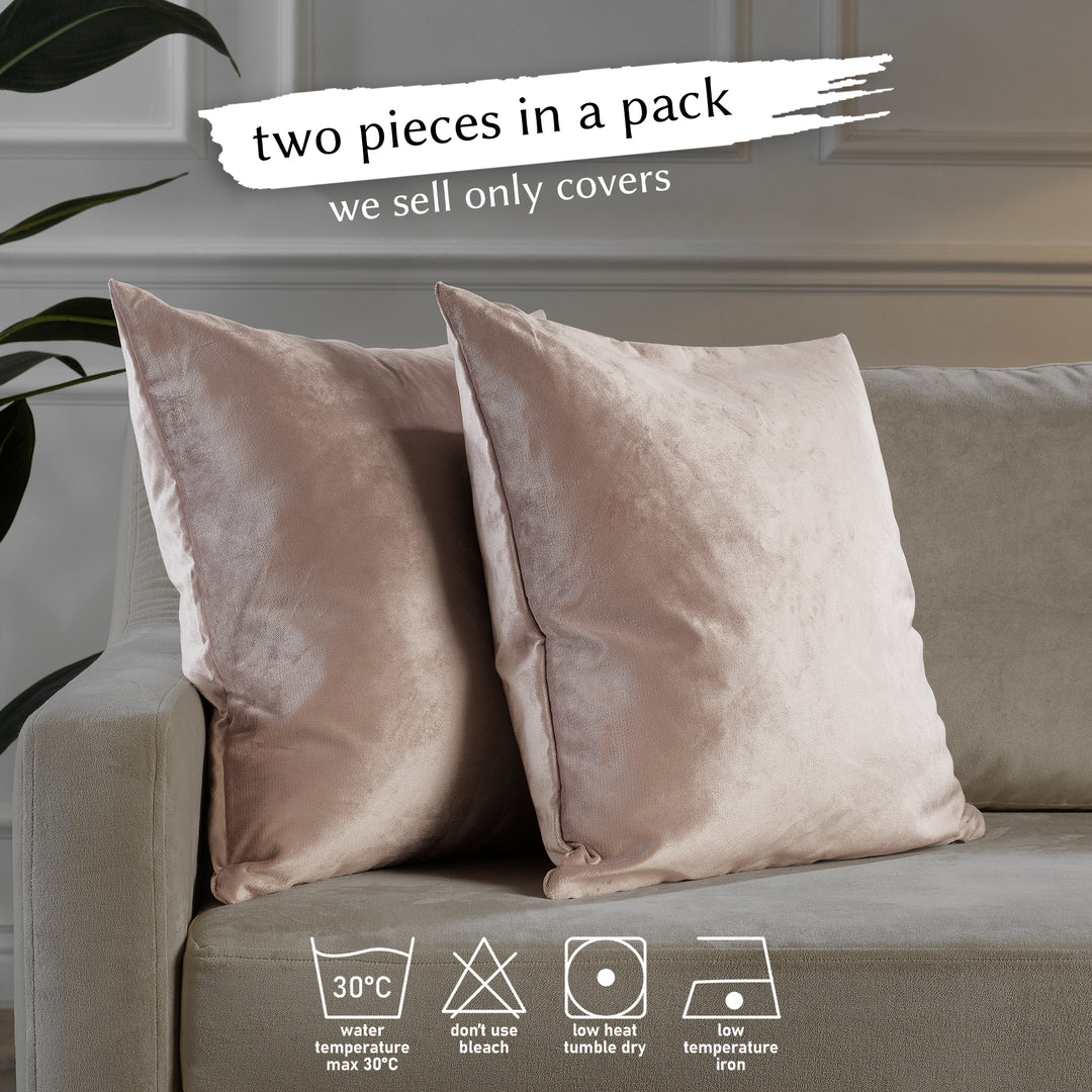 Matte Velvet Cushion Covers Set of 2 Hidden Zipper - Rose Taupe