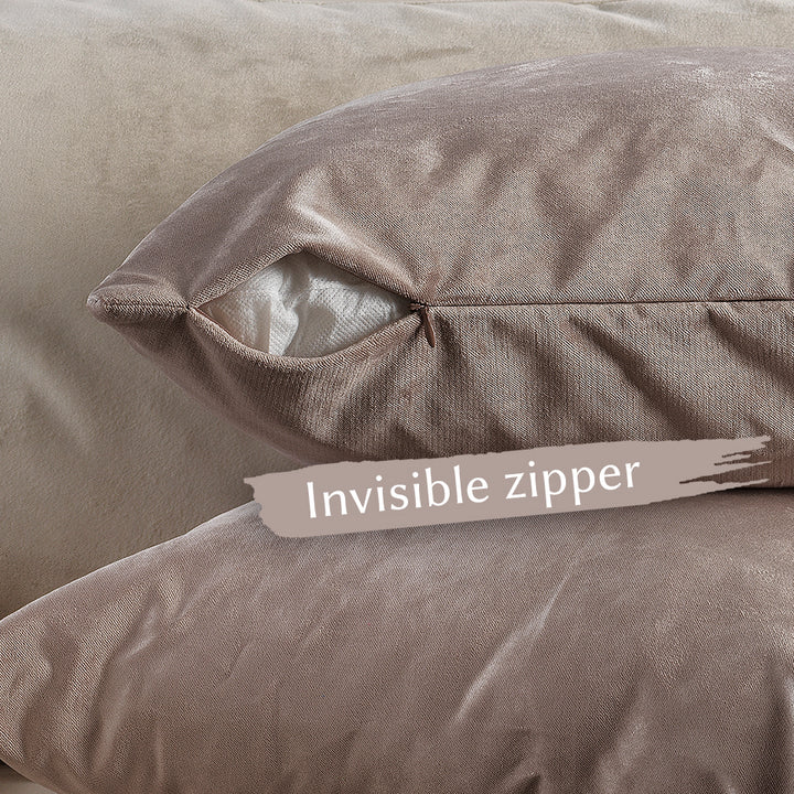 Matte Velvet Cushion Covers Set of 2 Hidden Zipper - Rose Taupe