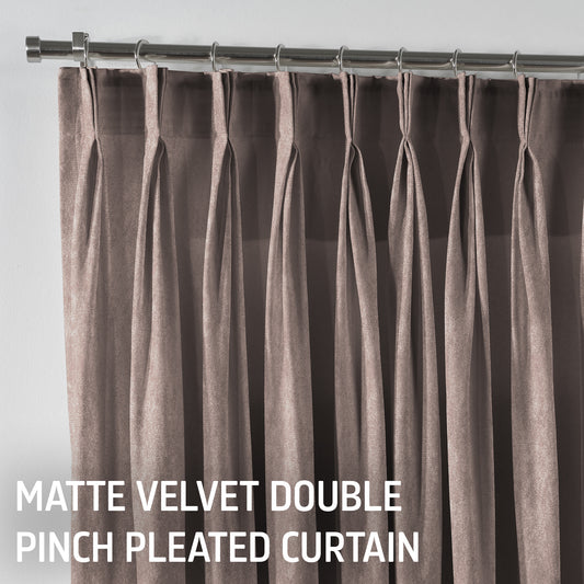 Matte Velvet Pinch Pleated Curtain Single Panel - Rose Taupe