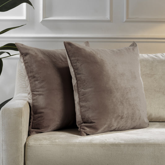 Matte Velvet Cushion Covers Set of 2 Hidden Zipper - Beaver