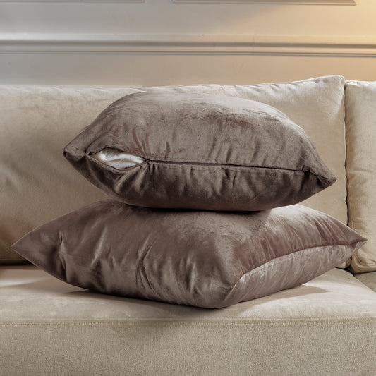 Matte Velvet Cushion Covers Set of 2 Hidden Zipper - Beaver