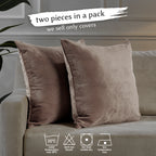 Matte Velvet Cushion Covers Set of 2 Hidden Zipper - Beaver
