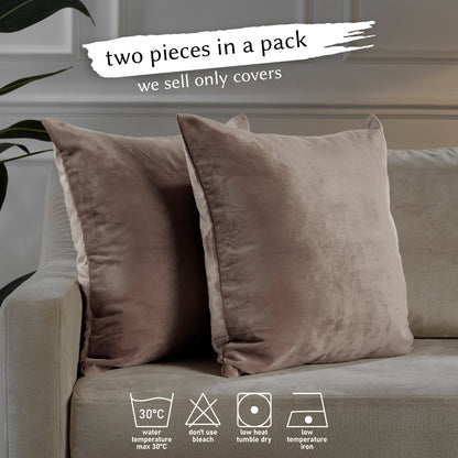 Matte Velvet Cushion Covers Set of 2 Hidden Zipper - Beaver