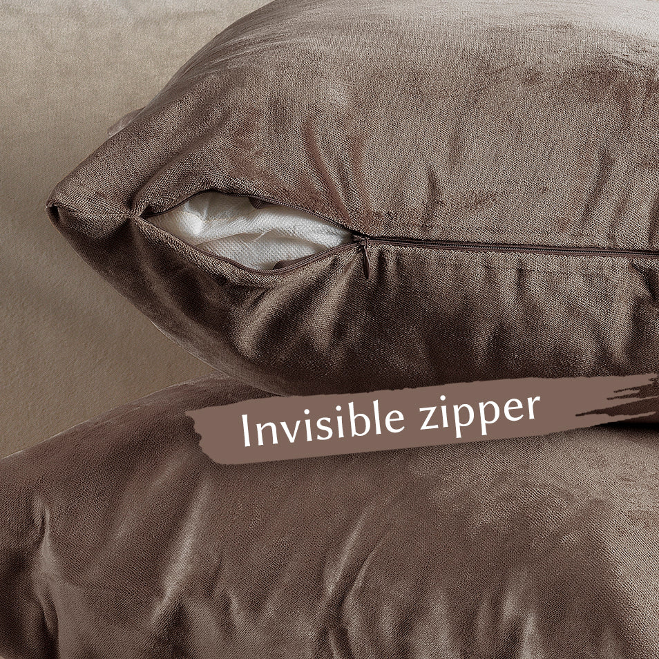 Matte Velvet Cushion Covers Set of 2 Hidden Zipper - Beaver