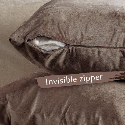 Matte Velvet Cushion Covers Set of 2 Hidden Zipper - Beaver