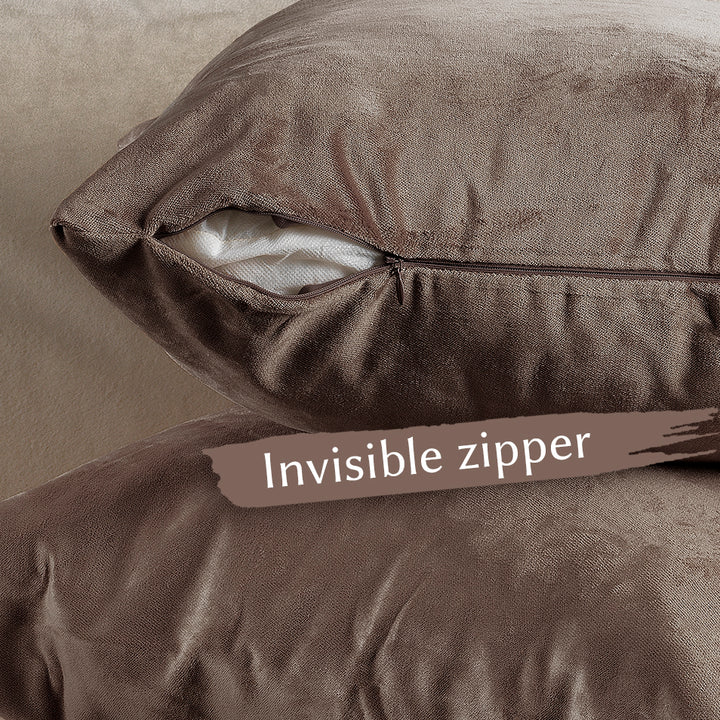 Matte Velvet Cushion Covers Set of 2 Hidden Zipper - Beaver