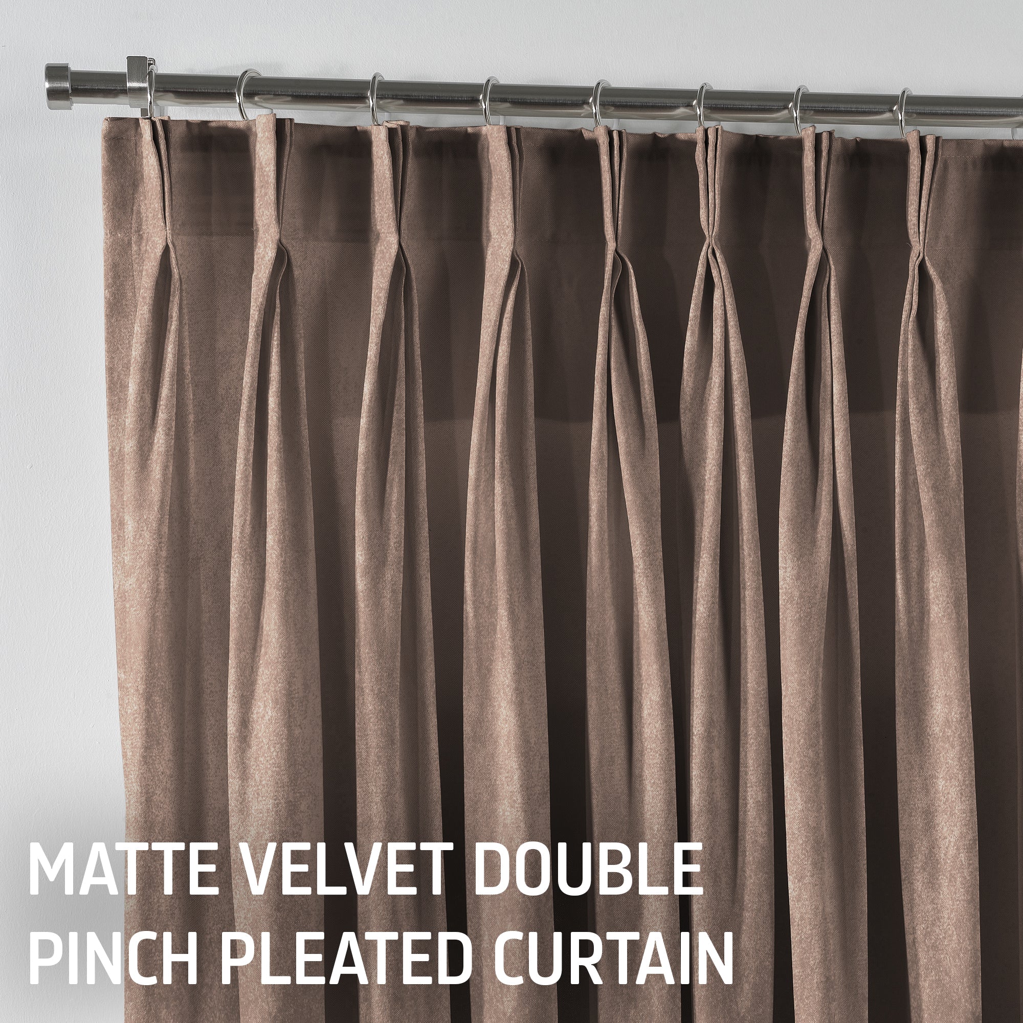 Matte Velvet Pinch Pleated Curtain Single Panel - Beaver