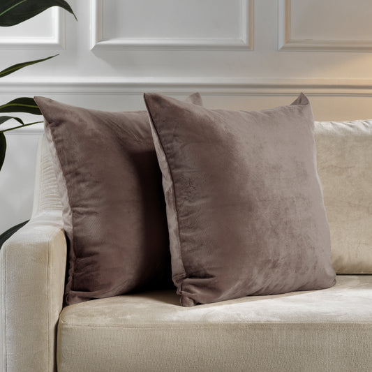 Matte Velvet Cushion Covers Set of 2 Hidden Zipper - Pale Taupe