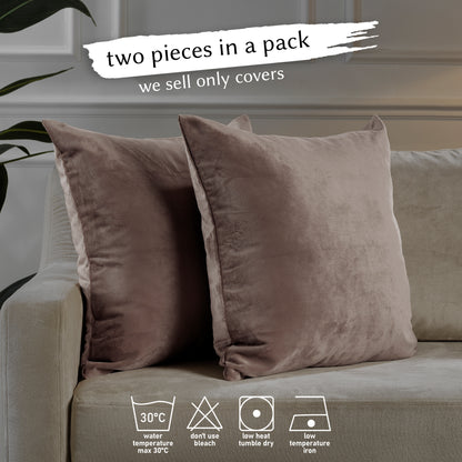 Matte Velvet Cushion Covers Set of 2 Hidden Zipper - Pale Taupe