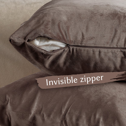 Matte Velvet Cushion Covers Set of 2 Hidden Zipper - Pale Taupe