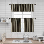 Matte Velvet Kitchen Valances Set of 3 - Khaki Green