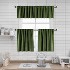 Matte Velvet Kitchen Valances Set of 3 - Olivine