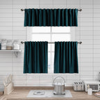 Matte Velvet Kitchen Valances Set of 3 - Midnight Green