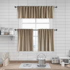 Matte Velvet Kitchen Valances Set of 3 - Ecru