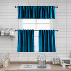 Matte Velvet Kitchen Valances Set of 3 - Blue