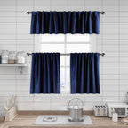 Matte Velvet Kitchen Valances Set of 3 - Midnight Blue