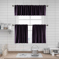 Matte Velvet Kitchen Valances Set of 3 - Eggplant