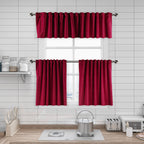 Matte Velvet Kitchen Valances Set of 3 - Bright Maroon