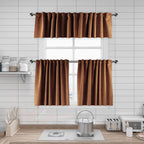 Matte Velvet Kitchen Valances Set of 3 - Bourbon