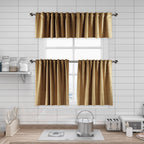 Matte Velvet Kitchen Valances Set of 3 - Sepia
