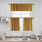 Matte Velvet Kitchen Valances Set of 3 - Yellow