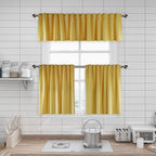 Matte Velvet Kitchen Valances Set of 3 - Lemon