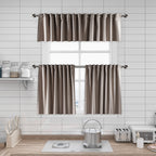Matte Velvet Kitchen Valances Set of 3 - Tan
